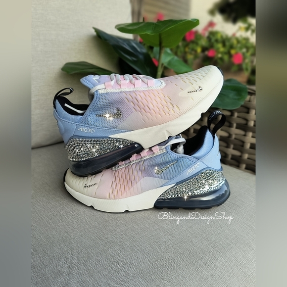 Bling Ombre Nike Air Max 270 Womens Sneakers Shoes Customized with Crystals - Picture 6 of 7